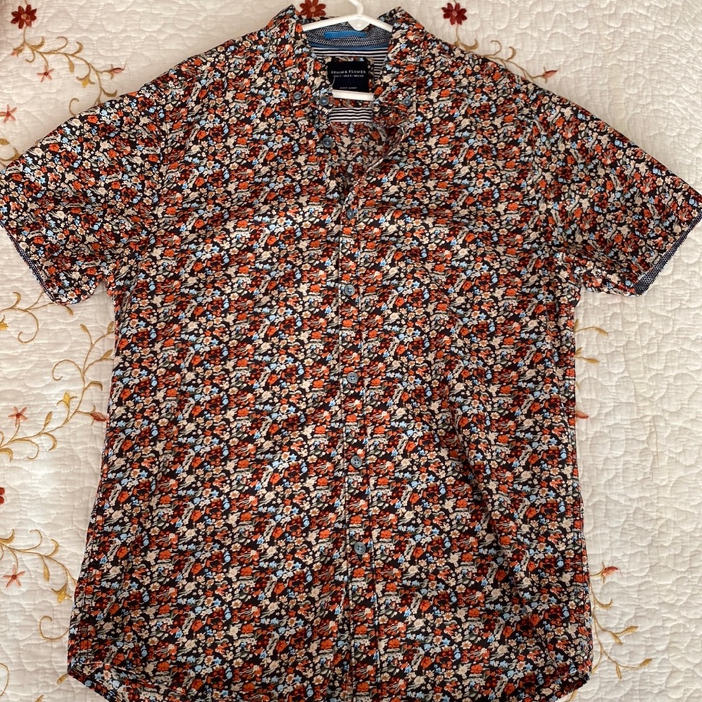 Men’s Denim & Flower Button Up